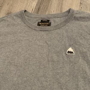Burton Sweater Mens XL Gray Stowe Raglan Crewneck Pullover Light Cotton Wool